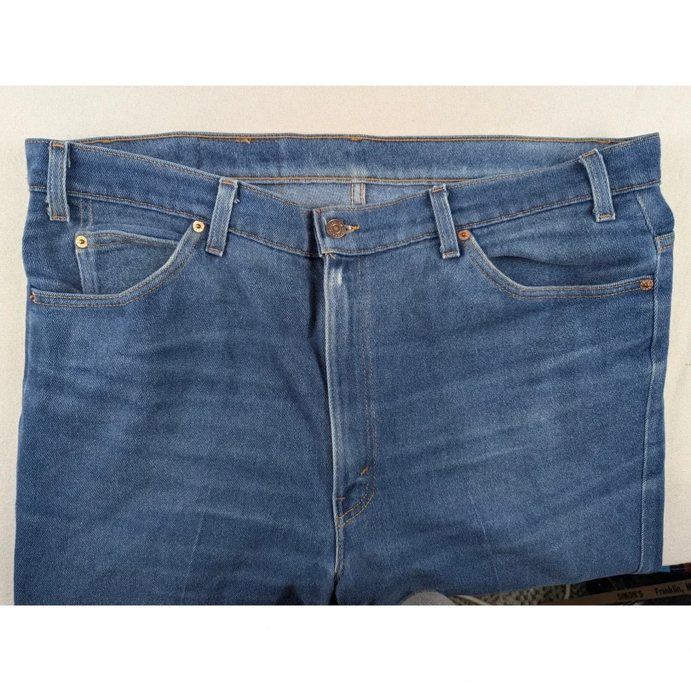 Vintage Levis 517 Orange Tab Mens 42x30 Blue Bootcut Jeans Made in USA 0396